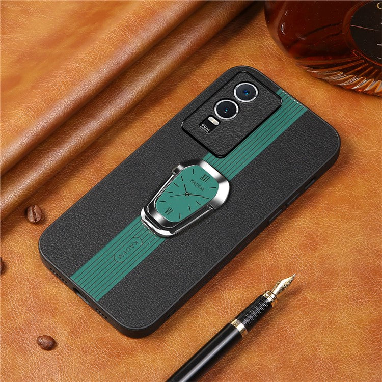 KADEM For vivo Y76s / Y74s Case Foldable Kickstand Leather+TPU+Acrylic Anti-scratch Phone Cover - Green