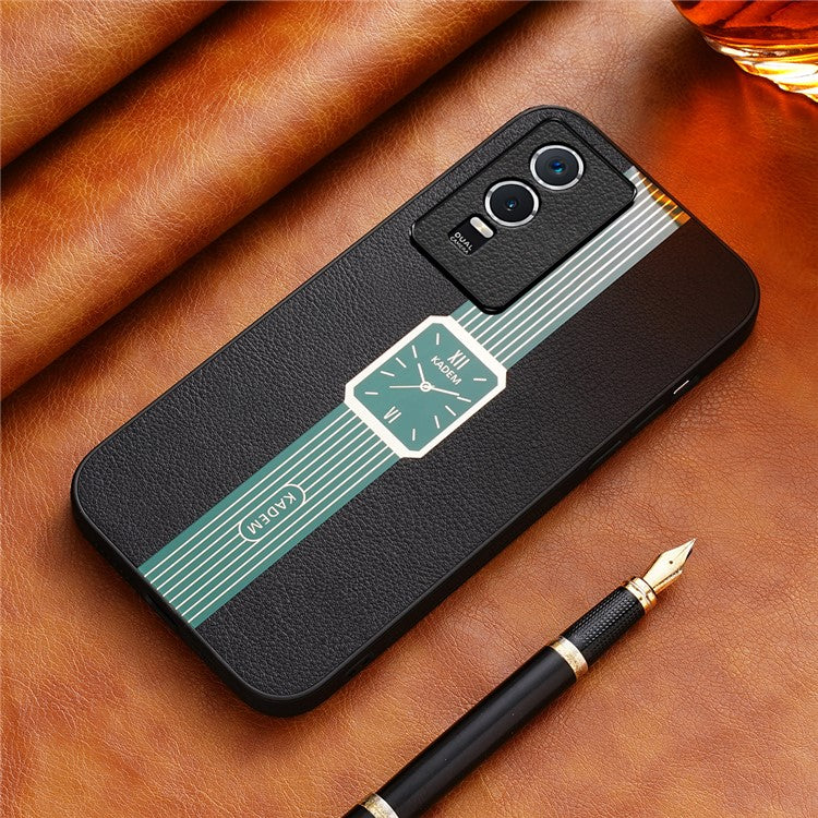 KADEM For vivo Y76s / Y74s Case PU Leather+Acrylic+TPU Watch Pattern Anti-fall Phone Cover - Green