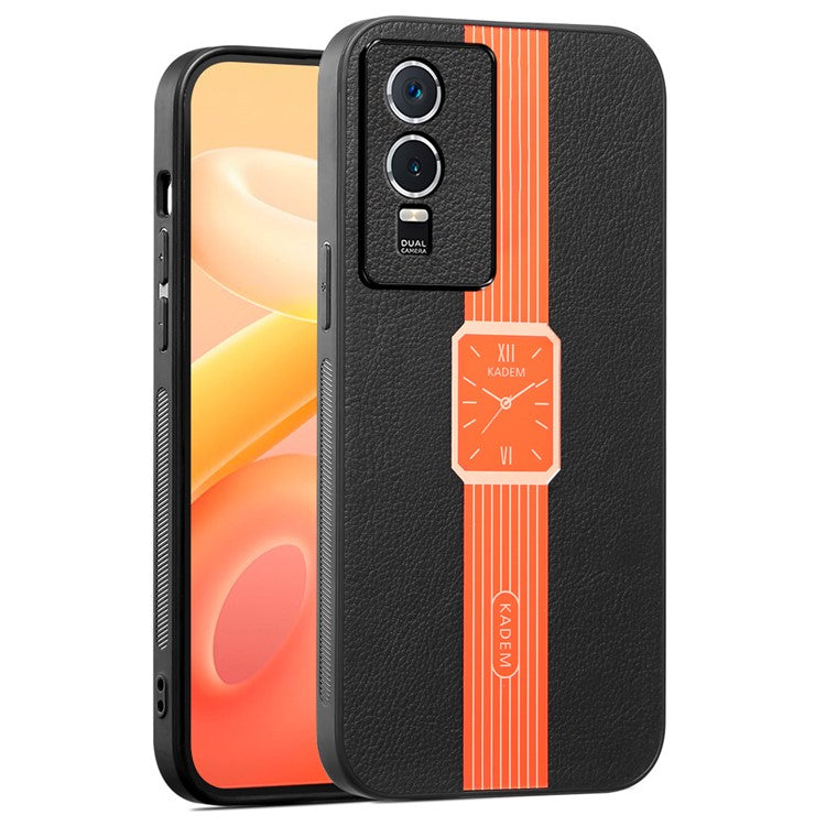 KADEM For vivo Y76s / Y74s Case PU Leather+Acrylic+TPU Watch Pattern Anti-fall Phone Cover - Orange