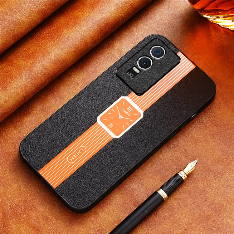 KADEM For vivo Y76s / Y74s Case PU Leather+Acrylic+TPU Watch Pattern Anti-fall Phone Cover - Orange