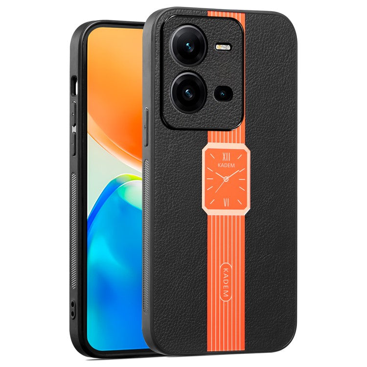 KADEM For vivo V25 5G / V25e 4G Case Leather+TPU+Acrylic Anti-scratch Electroplated Smartphone Cover - Orange