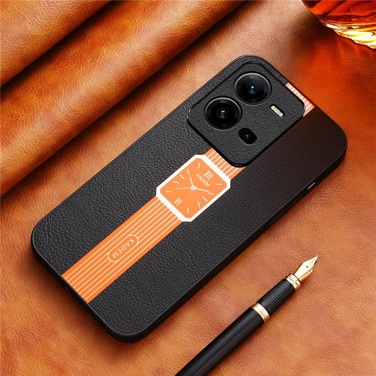 KADEM For vivo V25 5G / V25e 4G Case Leather+TPU+Acrylic Anti-scratch Electroplated Smartphone Cover - Orange