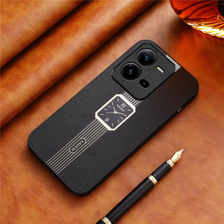 KADEM For vivo V25 5G / V25e 4G Case Leather+TPU+Acrylic Anti-scratch Electroplated Smartphone Cover - Black