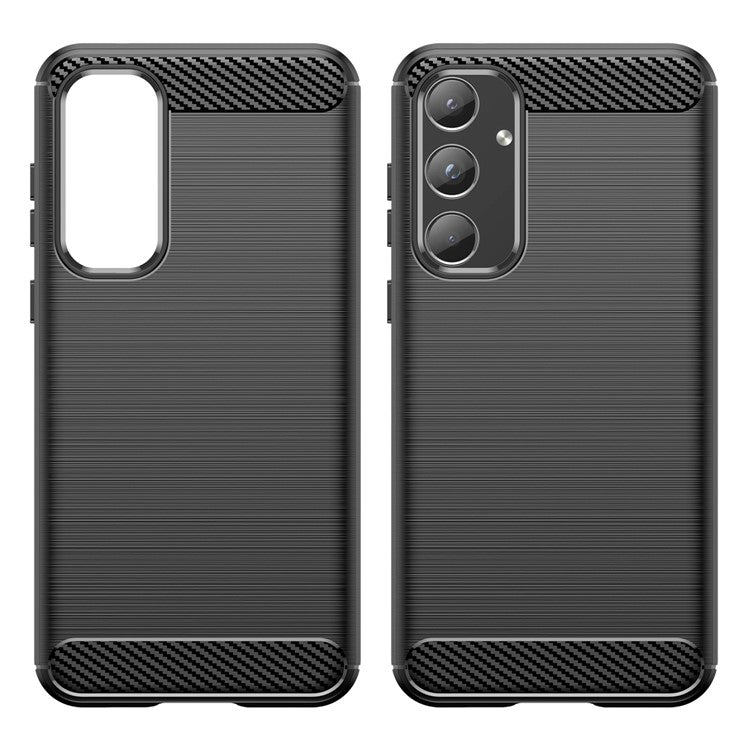 Phone Case For Samsung Galaxy A55 5G Carbon Fiber Texture TPU Phone Cover - Black