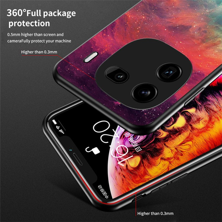 For vivo iQOO 12 Pro 5G Case Starry Sky Pattern Tempered Glass+PC+TPU Cover - Bright Starry Sky