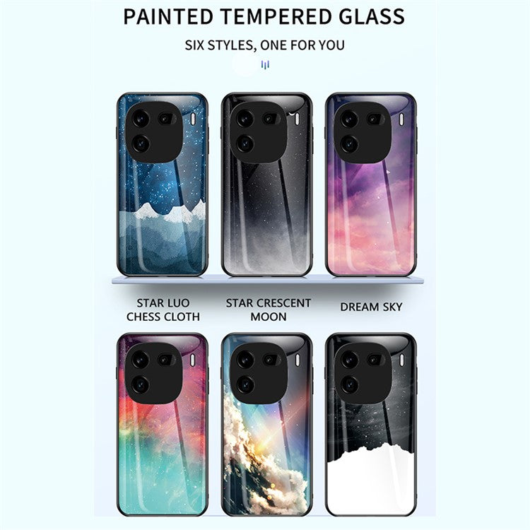 For vivo iQOO 12 Pro 5G Case Starry Sky Pattern Tempered Glass+PC+TPU Cover - Bright Starry Sky