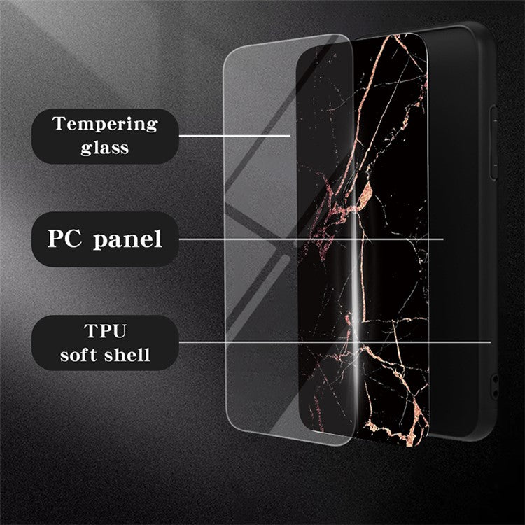 For vivo iQOO 12 Pro 5G Phone Case Tempered Glass+PC+TPU Cover - Blood Red Marble