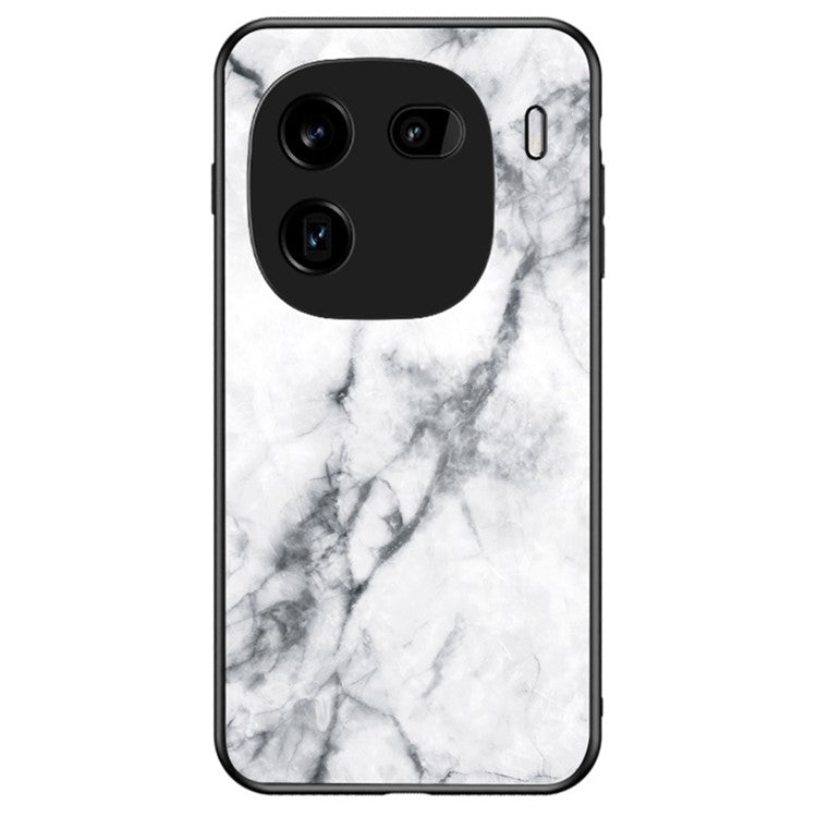 For vivo iQOO 12 Pro 5G Phone Case Tempered Glass+PC+TPU Cover - White Marble