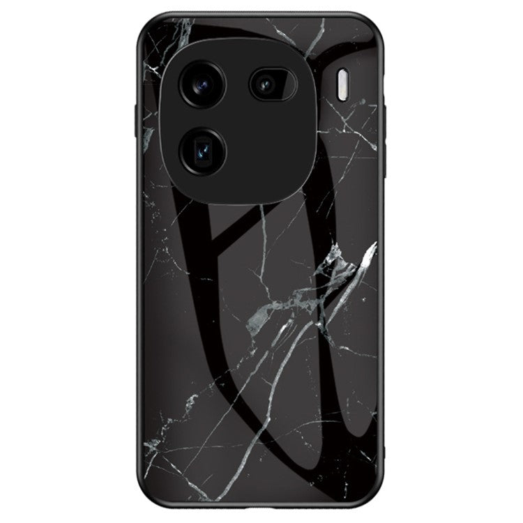 For vivo iQOO 12 Pro 5G Phone Case Tempered Glass+PC+TPU Cover - Black Marble