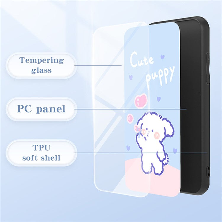 For vivo iQOO 12 Pro 5G Tempered Glass+PC+TPU Case Pattern Printing - Angel Cat