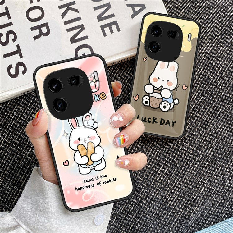 For vivo iQOO 12 Pro 5G Tempered Glass+PC+TPU Case Pattern Printing - Angel Cat