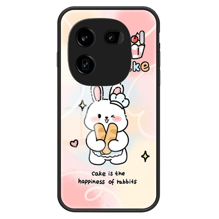 For vivo iQOO 12 5G Tempered Glass Phone Case Pattern Printing Phone Cover - Happy Rabbit