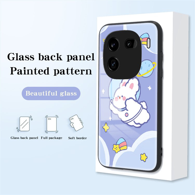 For vivo iQOO 12 5G Tempered Glass Phone Case Pattern Printing Phone Cover - Happy Rabbit