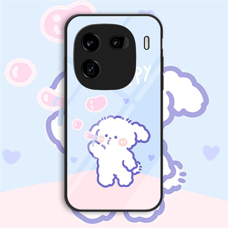 For vivo iQOO 12 5G Tempered Glass Phone Case Pattern Printing Phone Cover - Bubble Dog