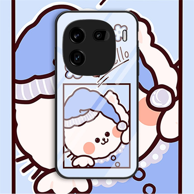 For vivo iQOO 12 5G Tempered Glass Phone Case Pattern Printing Phone Cover - Angel Cat