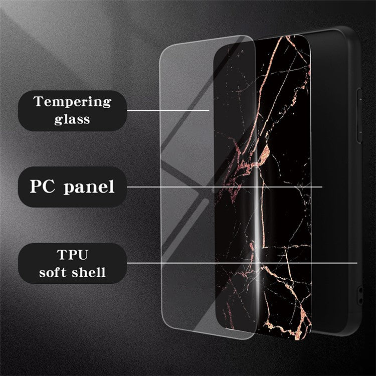 For vivo iQOO 12 5G Tempered Glass Case Marble Pattern Phone Cover - Blood Red Marble