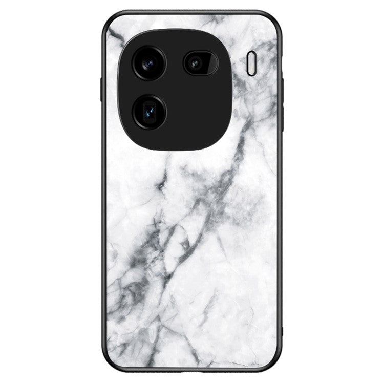 For vivo iQOO 12 5G Tempered Glass Case Marble Pattern Phone Cover - White Marble