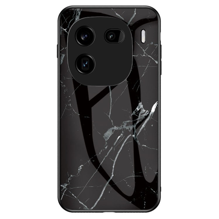 For vivo iQOO 12 5G Tempered Glass Case Marble Pattern Phone Cover - Black Marble