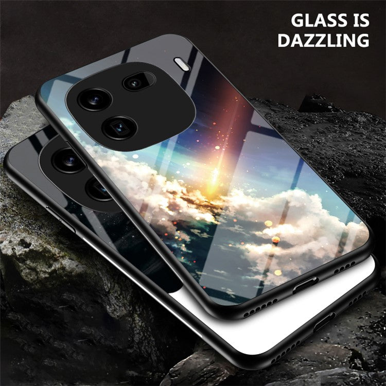 For vivo iQOO 12 5G Tempered Glass Case Starry Sky Pattern Phone Cover - Bright Starry Sky