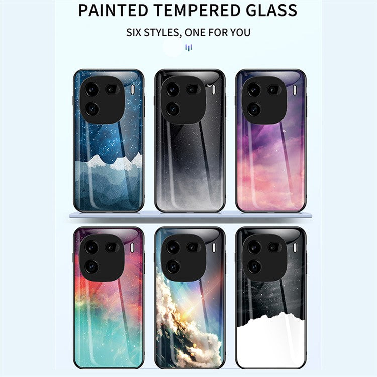 For vivo iQOO 12 5G Tempered Glass Case Starry Sky Pattern Phone Cover - Bright Starry Sky