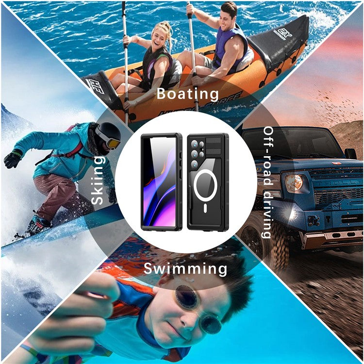 REDPEPPER IP68 Waterproof Case for Samsung Galaxy S24 Ultra Magnetic Clear Phone Cover - Black