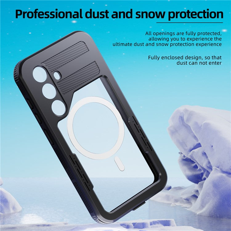 REDPEPPER For Samsung Galaxy S24 IP68 Waterproof Magnetic Case Clear Phone Cover - Black