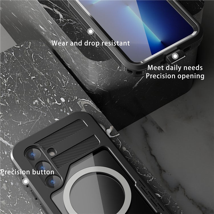 REDPEPPER For Samsung Galaxy S24 IP68 Waterproof Magnetic Case Clear Phone Cover - Black