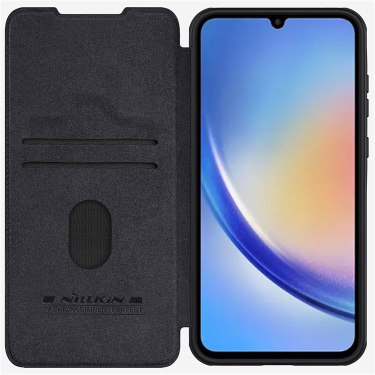 NILLKIN Qin Pro Series for Samsung Galaxy A55 5G Phone Case with Card Slots Leather Cover - Black