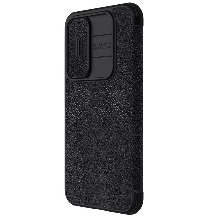 NILLKIN Qin Pro Series for Samsung Galaxy A55 5G Phone Case with Card Slots Leather Cover - Black