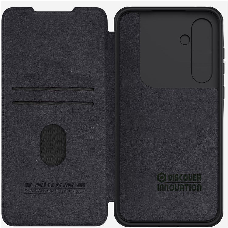 NILLKIN Qin Pro Series for Samsung Galaxy A55 5G Phone Case with Card Slots Leather Cover - Black