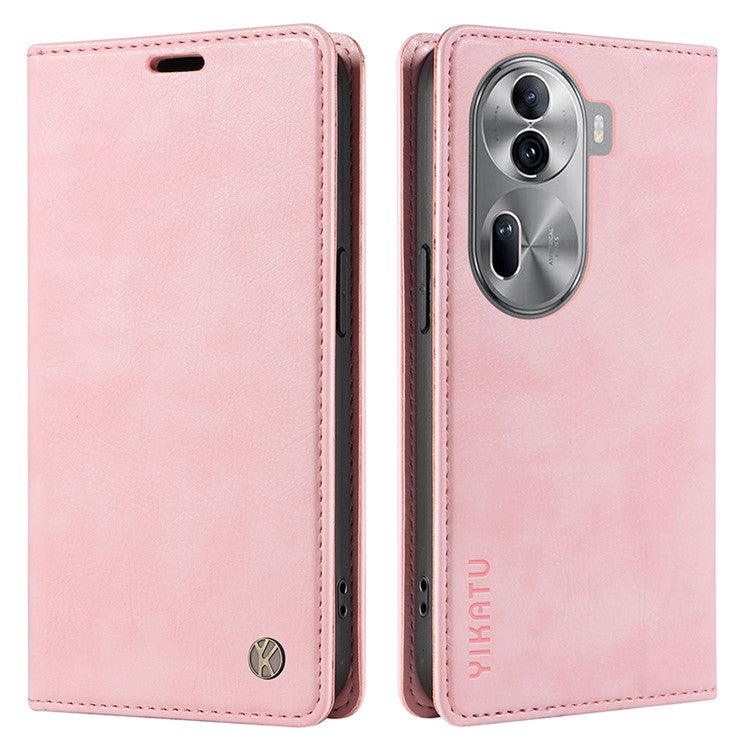 YIKATU YK-006 For Oppo Reno11 5G (Global) Cell Phone Case Litchi Texture PU Leather Stand Wallet Cover - Pink