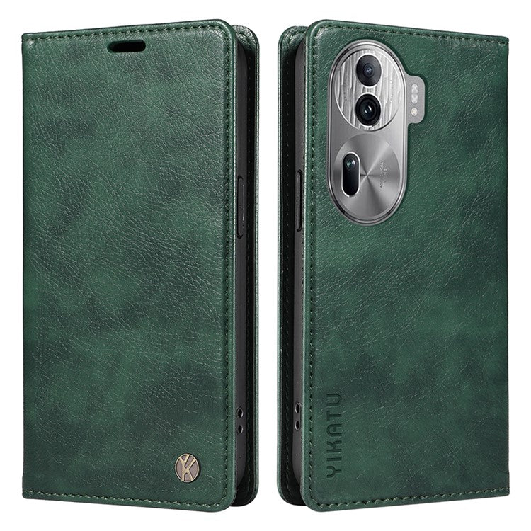 YIKATU YK-006 For Oppo Reno11 Pro 5G (Global) Case Magnetic Auto Closing PU Leather Wallet Phone Cover - Green