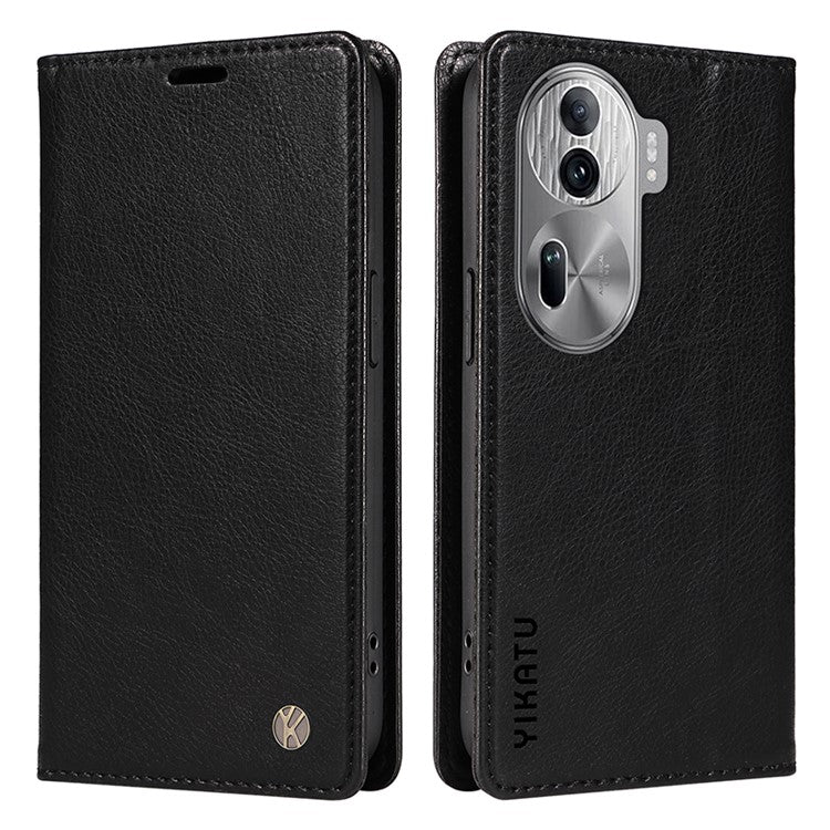 YIKATU YK-006 For Oppo Reno11 Pro 5G (Global) Case Magnetic Auto Closing PU Leather Wallet Phone Cover - Black