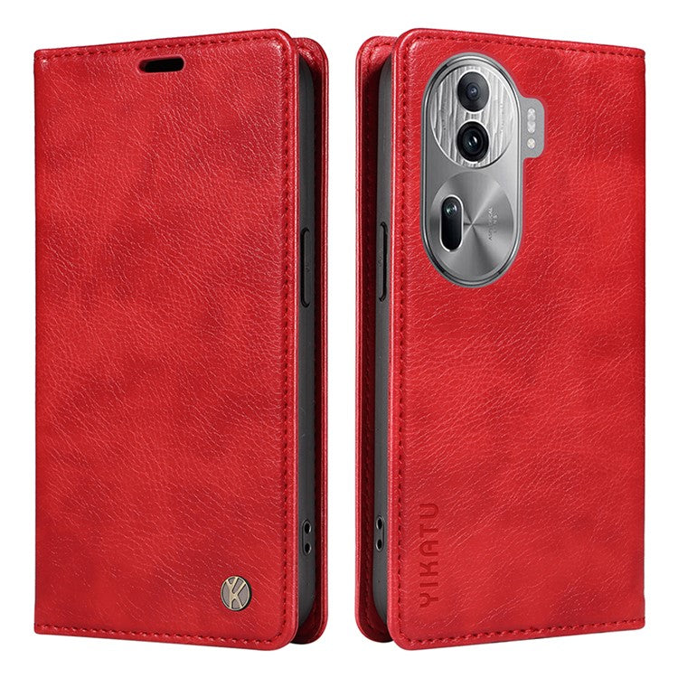 YIKATU YK-006 For Oppo Reno11 Pro 5G (Global) Case Magnetic Auto Closing PU Leather Wallet Phone Cover - Red