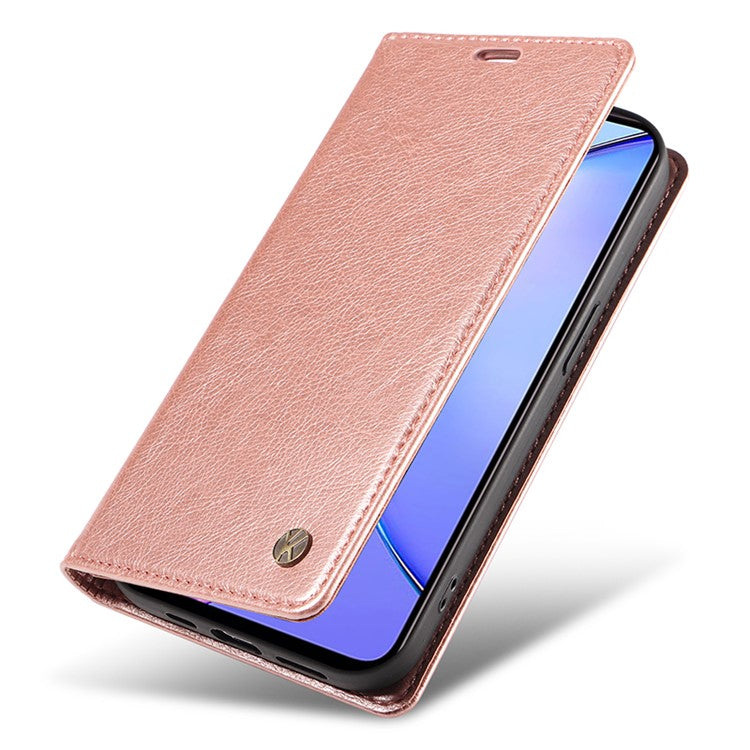 YIKATU YK-006 For vivo Y17s 4G Cell Phone Case PU Leather+TPU Litchi Texture Anti-drop Wallet Cover - Rose Gold