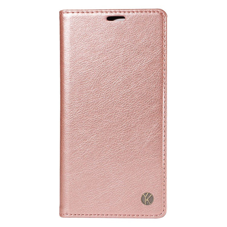 YIKATU YK-006 For vivo Y17s 4G Cell Phone Case PU Leather+TPU Litchi Texture Anti-drop Wallet Cover - Rose Gold