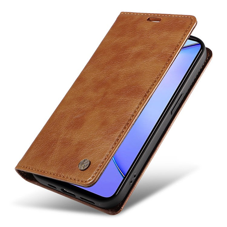 YIKATU YK-006 For vivo Y17s 4G Cell Phone Case PU Leather+TPU Litchi Texture Anti-drop Wallet Cover - Brown