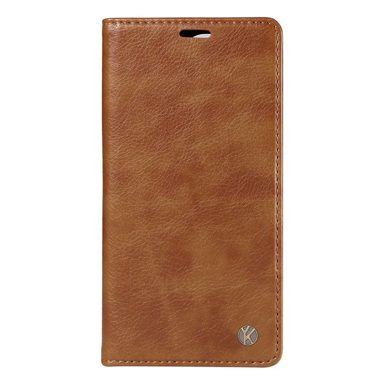 YIKATU YK-006 For vivo Y17s 4G Cell Phone Case PU Leather+TPU Litchi Texture Anti-drop Wallet Cover - Brown