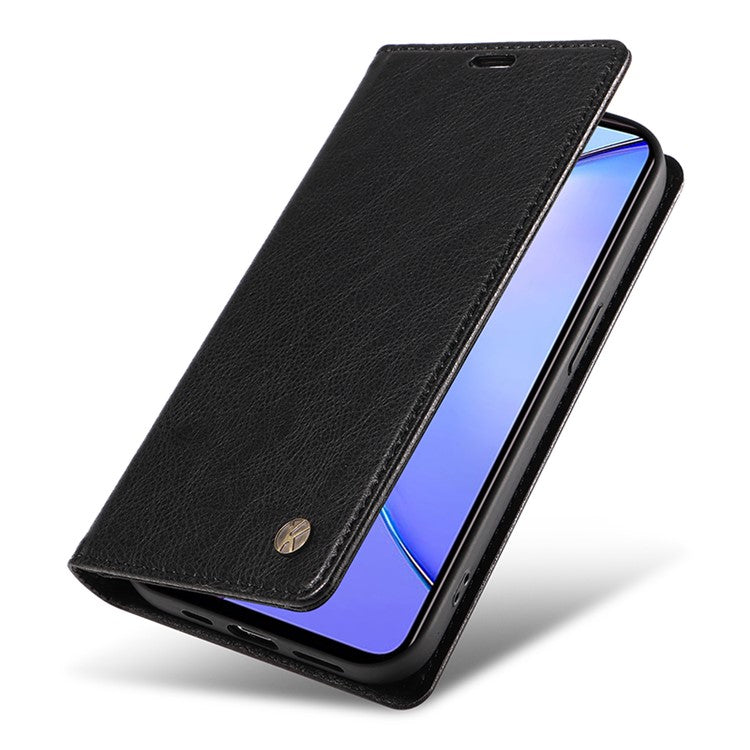 YIKATU YK-006 For vivo Y17s 4G Cell Phone Case PU Leather+TPU Litchi Texture Anti-drop Wallet Cover - Black