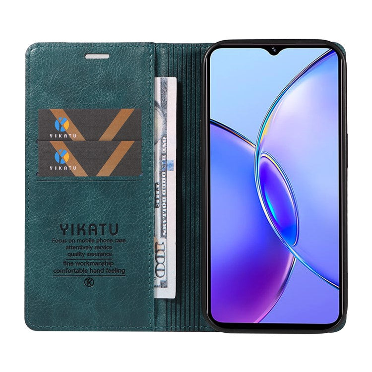 YIKATU YK-006 For vivo Y17s 4G Cell Phone Case PU Leather+TPU Litchi Texture Anti-drop Wallet Cover - Blue