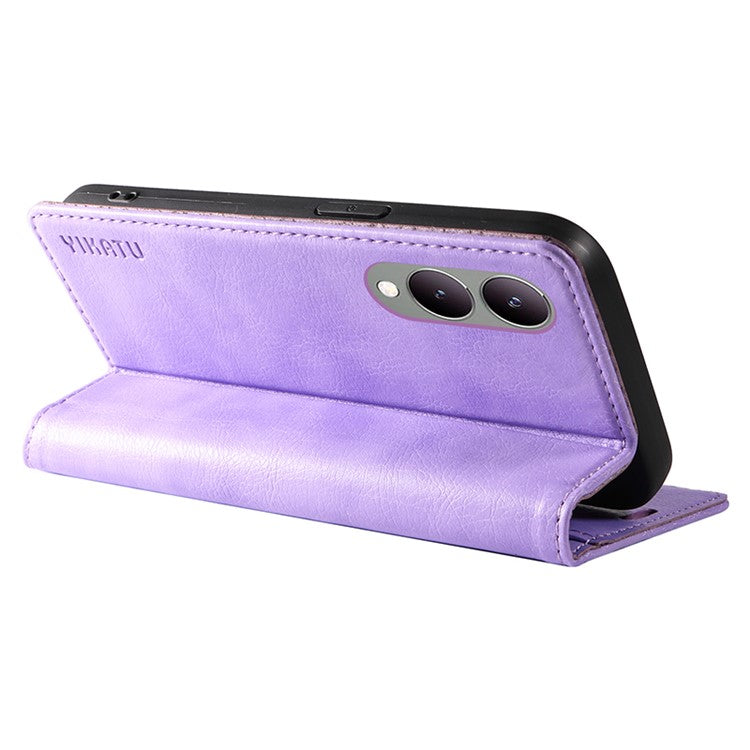 YIKATU YK-006 For vivo Y17s 4G Cell Phone Case PU Leather+TPU Litchi Texture Anti-drop Wallet Cover - Purple