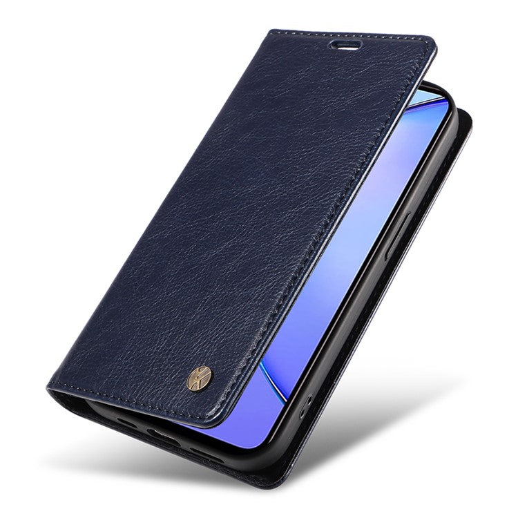 YIKATU YK-006 For vivo Y17s 4G Cell Phone Case PU Leather+TPU Litchi Texture Anti-drop Wallet Cover - Navy Blue