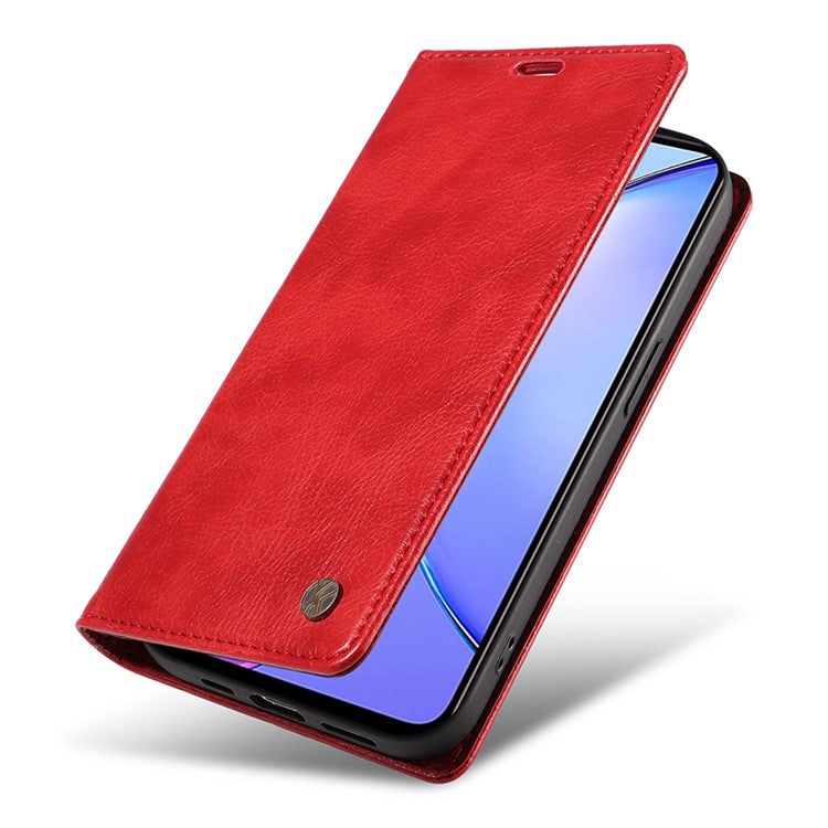 YIKATU YK-006 For vivo Y17s 4G Cell Phone Case PU Leather+TPU Litchi Texture Anti-drop Wallet Cover - Red