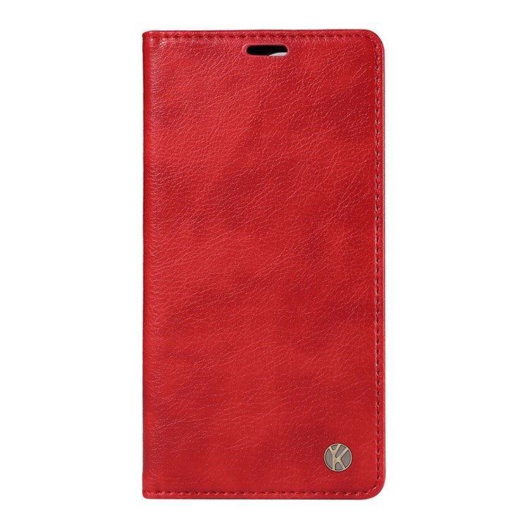 YIKATU YK-006 For vivo Y17s 4G Cell Phone Case PU Leather+TPU Litchi Texture Anti-drop Wallet Cover - Red