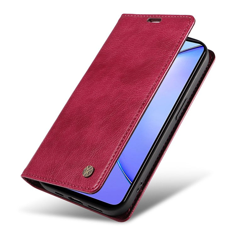 YIKATU YK-006 For vivo Y17s 4G Cell Phone Case PU Leather+TPU Litchi Texture Anti-drop Wallet Cover - Wine Red