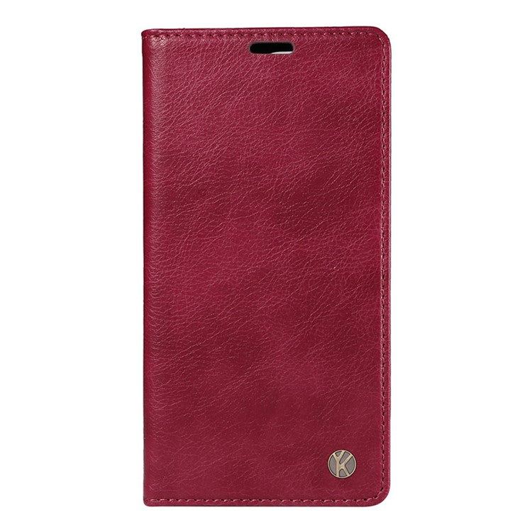 YIKATU YK-006 For vivo Y17s 4G Cell Phone Case PU Leather+TPU Litchi Texture Anti-drop Wallet Cover - Wine Red