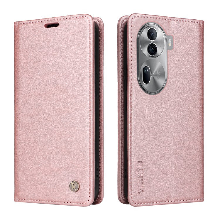 YIKATU YK-001 For Oppo Reno11 5G (Global) Leather Case Wallet Cover Magnetic Closing - Rose Gold