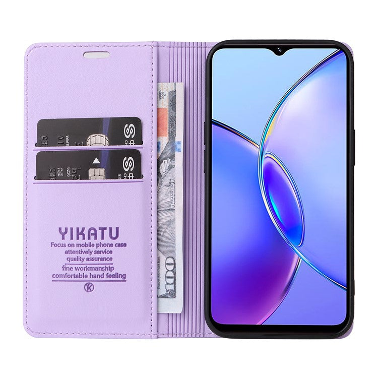 YIKATU YK-001 For vivo Y17s 4G Magnetic Case Leather Wallet Card Slots Phone Cover - Light Purple