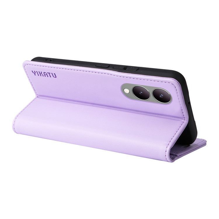 YIKATU YK-001 For vivo Y17s 4G Magnetic Case Leather Wallet Card Slots Phone Cover - Light Purple