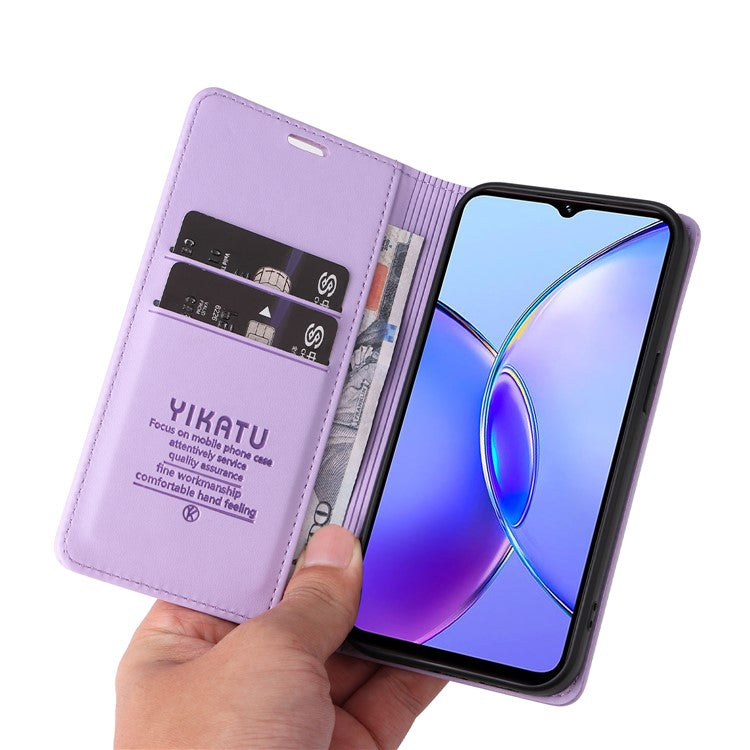 YIKATU YK-001 For vivo Y17s 4G Magnetic Case Leather Wallet Card Slots Phone Cover - Light Purple